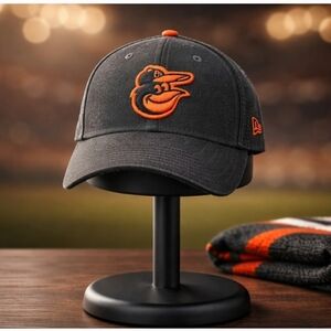New Era 9Forty Baltimore OriolesGray and Orange Adjustable Cap Embroidered Logo